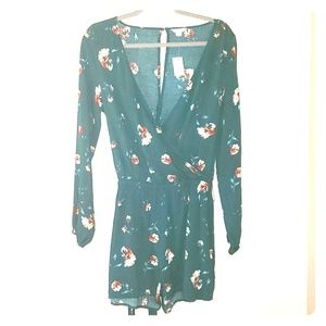 Green, Floral Designed One piece